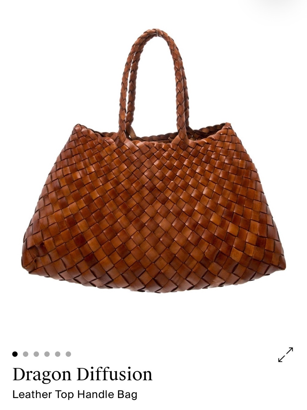 Dragon Diffusion Santa Croce Woven Leather Tote in Warm Brown EUC